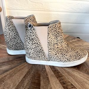 Coconut by Matisse Wedge Sneaker Booties with faux leopard fur